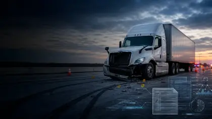 Semi-truck wreck evidence preserved before repairs, towing, and downloads are lost